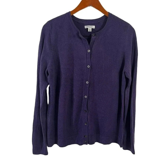 Croft & Barrow Purple Cardigan Size Medium Long Sleeve Acrylic Button Up - Picture 1 of 5